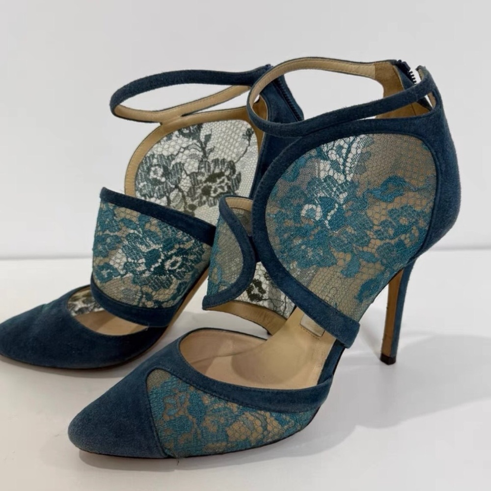 Jimmy Choo Teal Lace Heels